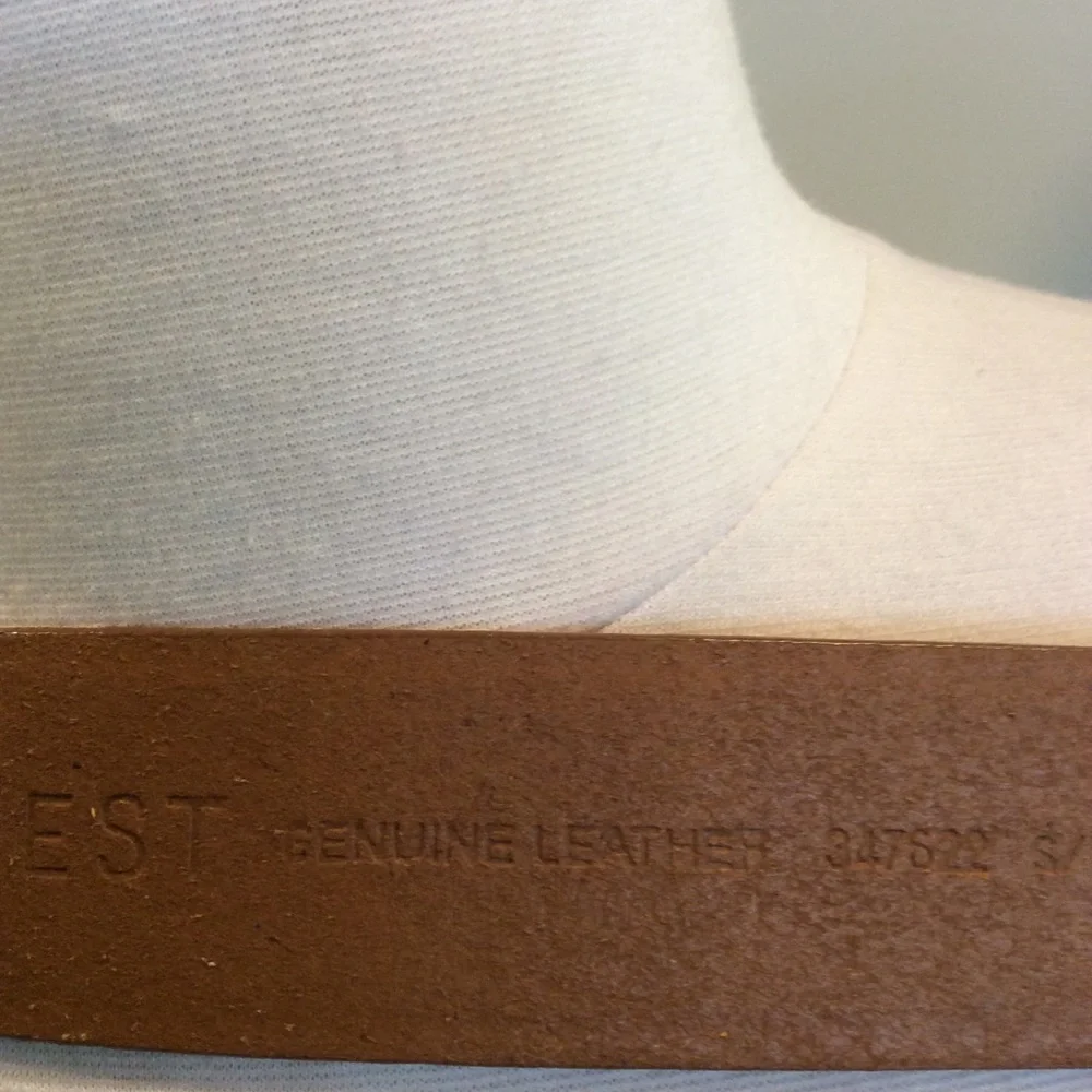 Nine West Brown Leather Belt with Decorative Silver Ring